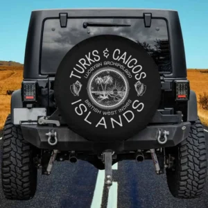 Compass rose palm beach Turks and Caicos Islands spare tire cover with no camera hole on Jeep