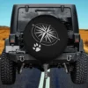 Compass rose paw print utility trailer spare tire cover with no camera hole on Jeep