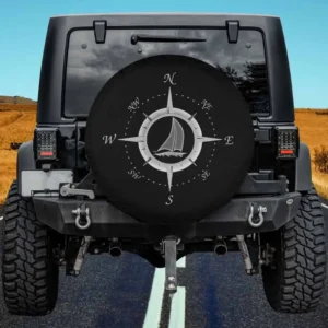 Compass Rose Sailboat Nautical Jeep Cherokee Spare Tire Cover No Camera Hole