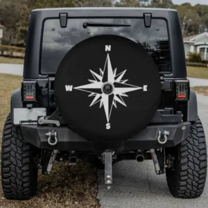 Compass rose seafaring coast Jeep Cherokee spare tire cover with backup camera hole