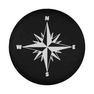 Compass rose and cardinal directions nautical tire cover design