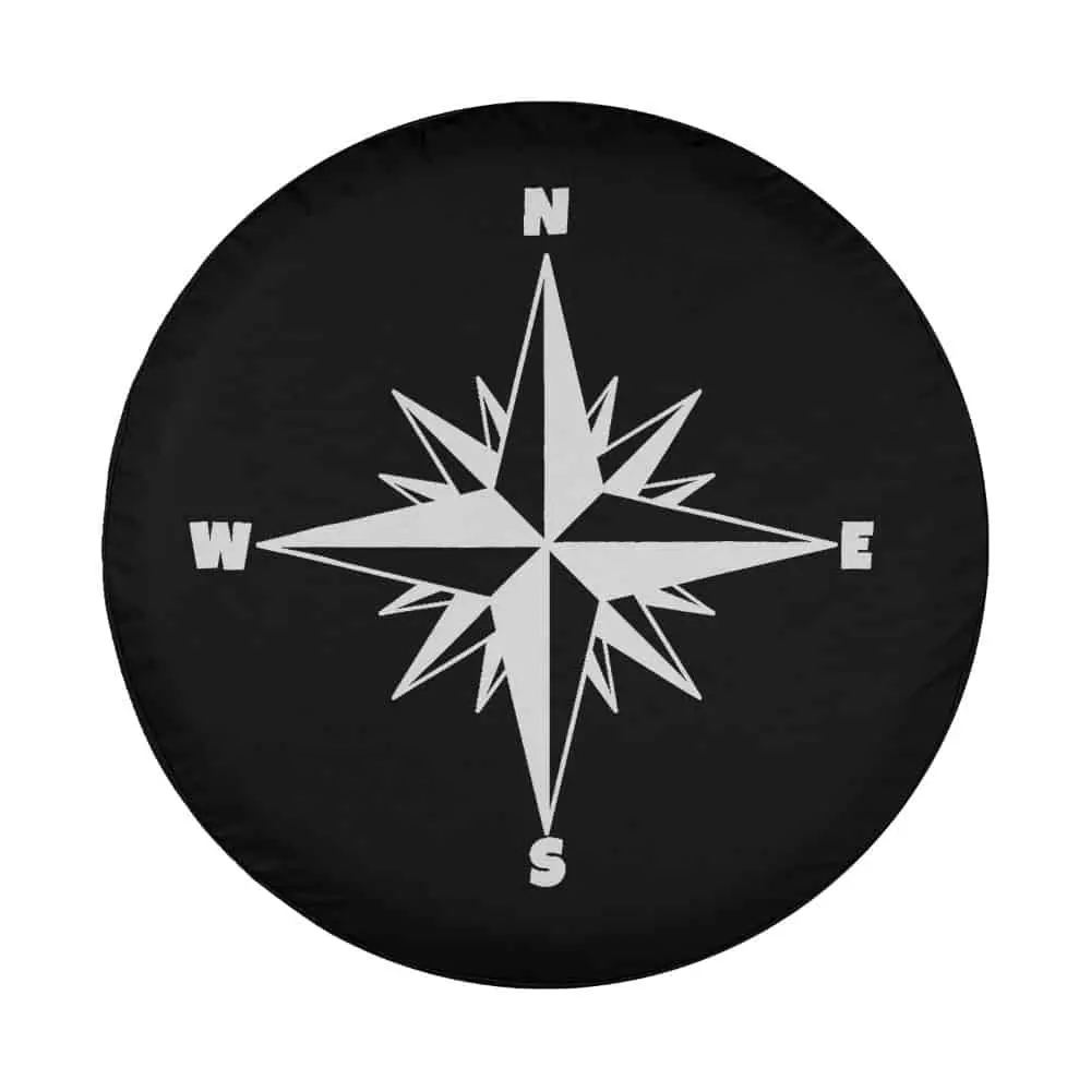 Compass rose and cardinal directions nautical tire cover design