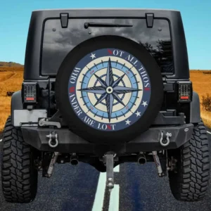 Compass stars not all who wander spare tire cover with adventure theme, no camera hole