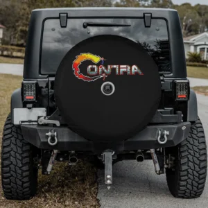 Contra logo pixel art retro gamer nostalgia spare tire cover with camera hole