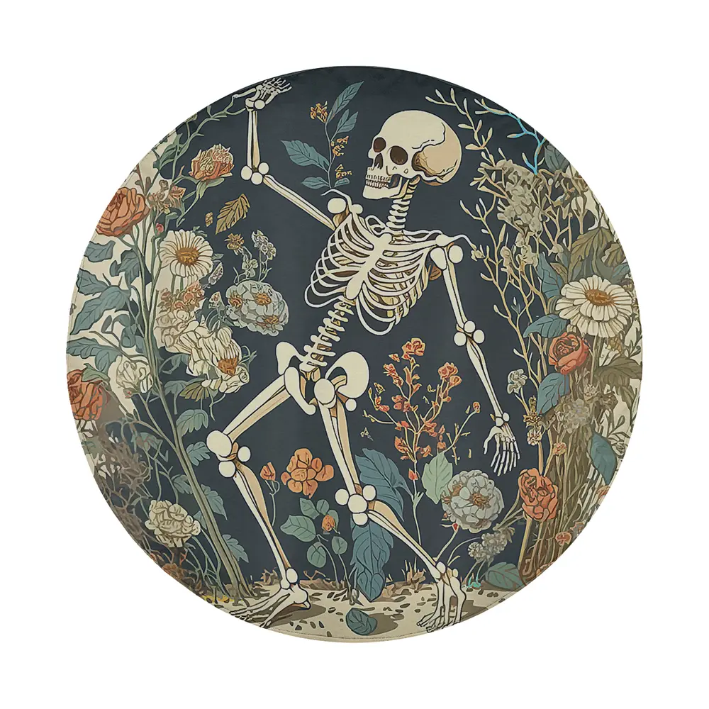 Cottagecore floral skeleton wildflower Halloween design for spare tire cover