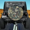Cottagecore floral skeleton wildflower Halloween spare tire cover with no camera hole for Jeep, SUV, RV