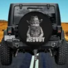cowboy hat bandana cat meowdy western spare tire cover with no camera hole on Jeep