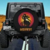 Cowboy hat cactus cat funny meowdy meme spare tire cover with retro sunset for Jeep