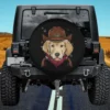 Cowboy hat red bandana Labrador dog spare tire cover on Jeep
