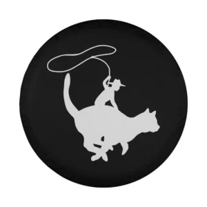 Cowboy lasso cat silhouette herder design on spare tire cover