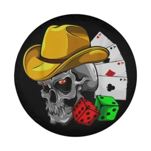 Cowboy skull poker ace dice Halloween spare tire cover artwork