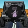 crazy cat lady purple cats cat spare tire cover no camera hole for Jeep SUV RV