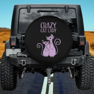 crazy cat lady purple cats cat spare tire cover no camera hole for Jeep SUV RV