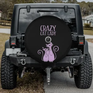 crazy cat lady purple cats cat spare tire cover with camera hole for Jeep SUV RV