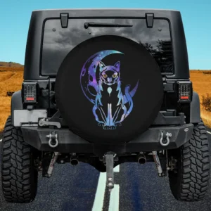 crescent moon mystical cat tarot card spare tire cover no camera hole