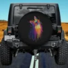 Curious cat neon watercolor splash spare tire cover no camera hole for Jeep SUV RV