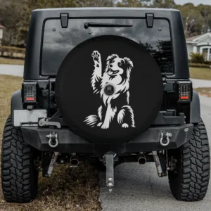 Australian Shepherd dog heart paw spare tire cover with camera hole for SUV