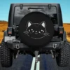 Cute cat simple face line art spare tire cover with no camera hole for Jeep and SUV