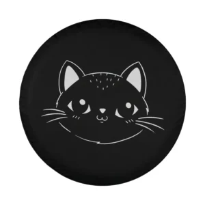 Minimalist cute cat simple face line art design for spare tire cover