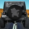 Cute dabbing cartoon cat black spare tire cover with no camera hole for Jeep SUV RV