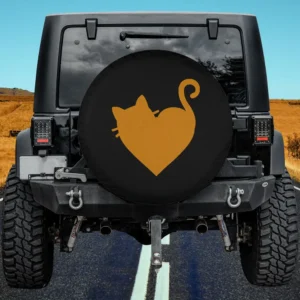 Cute ginger heart cat silhouette womens spare tire cover no camera hole for Jeep SUV RV