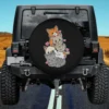 Cute kitty pile with pink hearts anime cat spare tire cover no camera hole