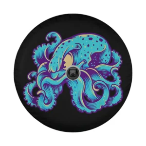 Cute purple octopus funny retro design for spare tire cover