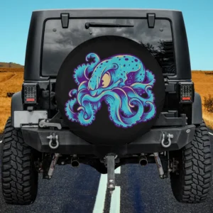 Cute Octopus Purple Men Funny Retro Spare Tire Cover No Camera Hole