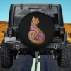 Cute orange tabby cat with pink watercolor flowers spare tire cover no camera hole