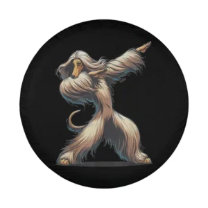 cartoon afghan hound dabbing dog design for spare tire cover