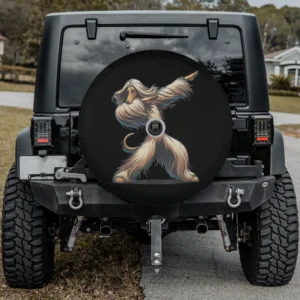 dab afghan hound dancing dabbing dog spare tire cover with camera hole for SUV