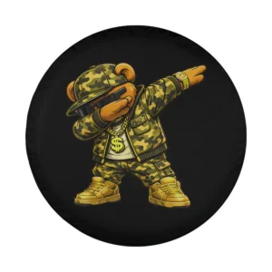 dabbing camo teddy bear hip hop camouflage design for spare tire cover