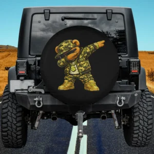 dabbing camo teddy bear hip hop camouflage spare tire cover without camera hole