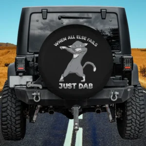 dabbing cartoon cat just dab slogan spare tire cover no camera hole for Jeep