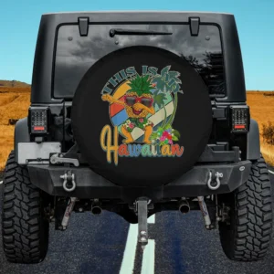 Dabbing pineapple with surfboard and palm tree Hawaiian kids spare tire cover no camera hole