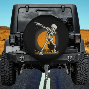 dabbing skeleton full moon halloween spare tire cover no camera hole for Jeep SUV RV