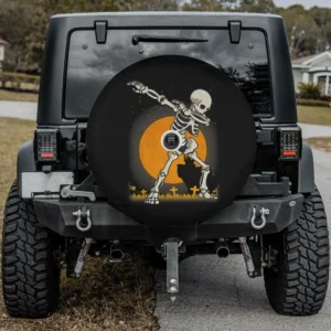 dabbing skeleton full moon halloween spare tire cover with camera hole for Jeep SUV RV
