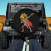 Dabbing skeleton with pumpkin head and red cape Halloween spare tire cover for Jeep