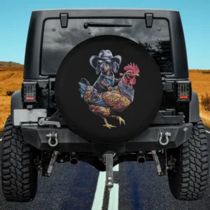 Cowboy Dachshund Sunglasses Chicken Riding Spare Tire Cover No Camera Hole