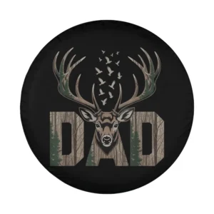Dad deer buck antlers camo birds nature design for spare tire cover closeup