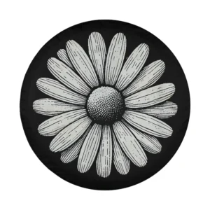 Hand-drawn simple daisy flower wild garden design for spare tire cover