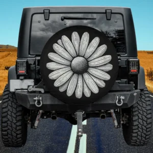 Simple daisy flower wild garden spare tire cover for Honda HRV without camera hole