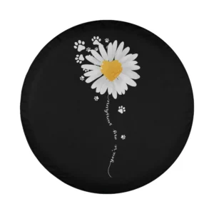 Daisy paw print dog lover spare tire cover design with daisy and paw prints