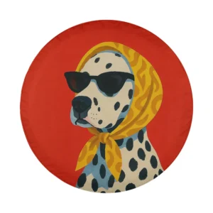Bold artistic Dalmatian with sunglasses and yellow scarf design only