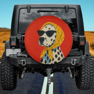 Dalmatian Sunglasses Yellow Scarf Dog Spare Tire Cover No Camera Hole