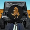 dancing golden retriever meme funny cartoon dog spare tire cover on Jeep