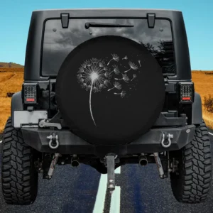 Simple dandelion flower blowing seeds wild flowers spare tire cover no camera hole