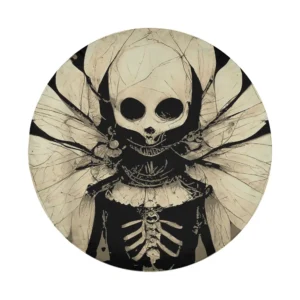 Close up of dark art fairycore butterfly skeleton design on spare tire cover