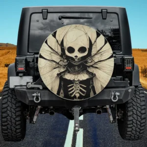 Dark art fairycore butterfly skeleton spare tire cover without camera hole on Jeep