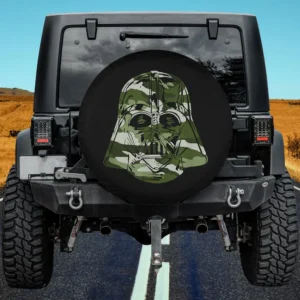 dark green camo darth vader helmet spare tire cover for Land Rover Defender no camera hole